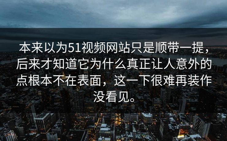本来以为51视频网站只是顺带一提，后来才知道它为什么真正让人意外的点根本不在表面，这一下很难再装作没看见。