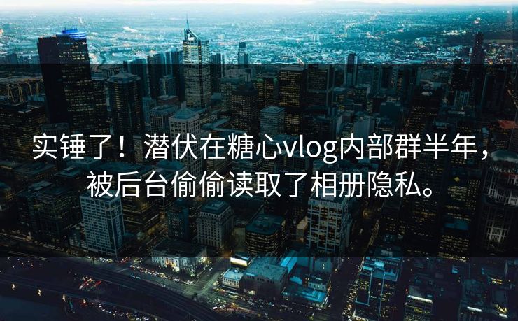 实锤了！潜伏在糖心vlog内部群半年，被后台偷偷读取了相册隐私。