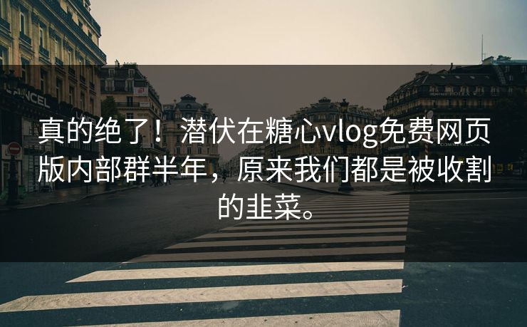 真的绝了！潜伏在糖心vlog免费网页版内部群半年，原来我们都是被收割的韭菜。