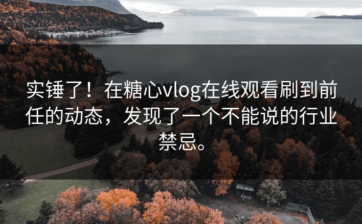 实锤了！在糖心vlog在线观看刷到前任的动态，发现了一个不能说的行业禁忌。