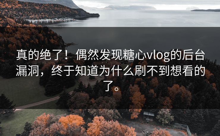 真的绝了！偶然发现糖心vlog的后台漏洞，终于知道为什么刷不到想看的了。