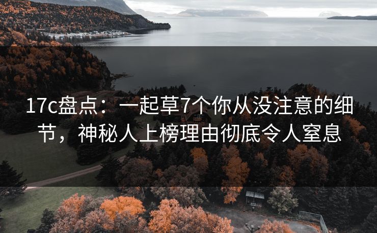 17c盘点：一起草7个你从没注意的细节，神秘人上榜理由彻底令人窒息